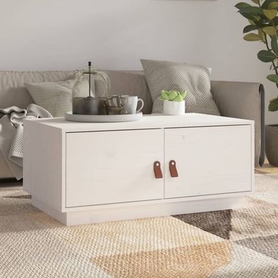 vidaXL Couchtisch Weiß 80x50x35 cm Massivholz Kiefer