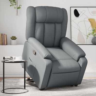 vidaXL Relaxsessel mit Aufstehhilfe Grau Kunstleder