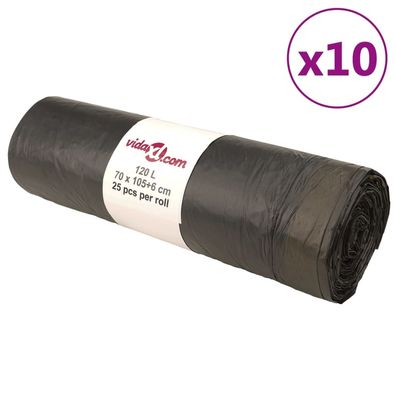 vidaXL Müllsäcke mit Zugband 250 Stk. Schwarz 120 L