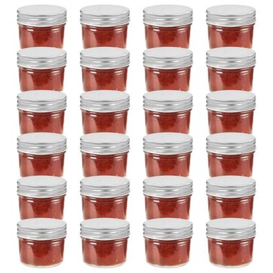 vidaXL Marmeladengläser mit Silbernen Deckeln 24 Stk. 110 ml