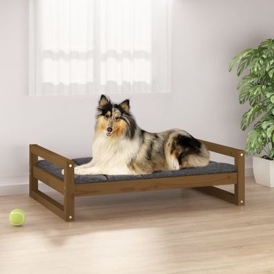 vidaXL Hundebett Honigbraun 95,5x65,5x28 cm Massivholz Kiefer