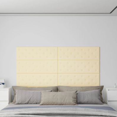 vidaXL Wandpaneele 12 Stk. Creme 90x30 cm Kunstleder 3,24 m²