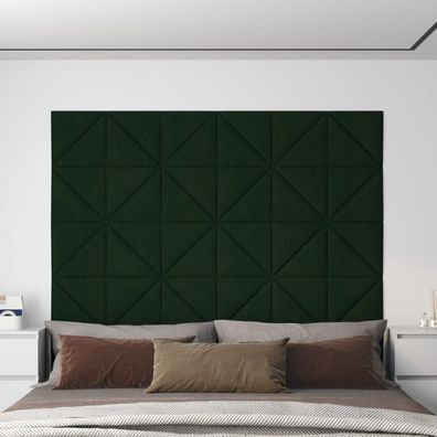 vidaXL Wandpaneele 12 Stk. Dunkelgrün 30x30 cm Samt 0,54 m²