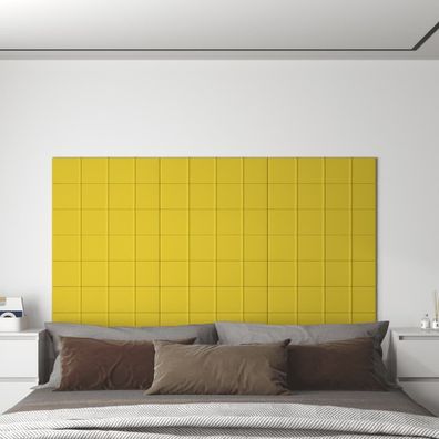 vidaXL Wandpaneele 12 Stk. Hellgelb 60x15 cm Stoff 1,08 m²