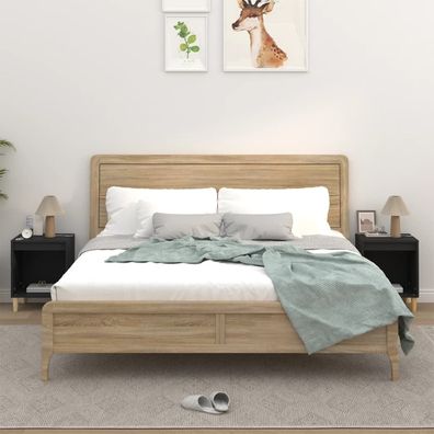 vidaXL Nachttische 2 Stk. Schwarz 40x35x50 cm