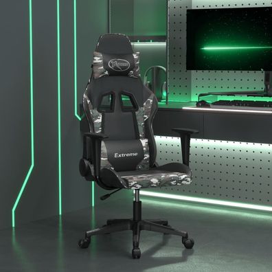 vidaXL Gaming-Stuhl mit Massagefunktion Schwarz Tarnfarben Kunstleder