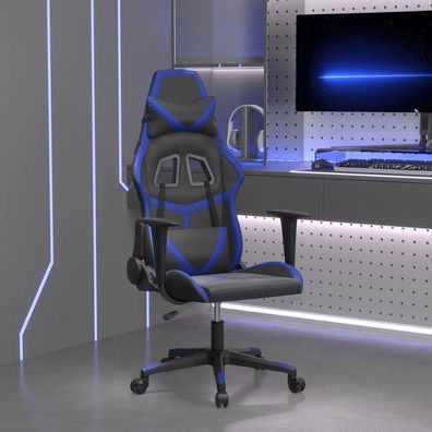 vidaXL Gaming-Stuhl mit Massagefunktion Schwarz und Blau Kunstleder