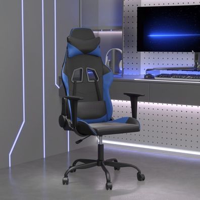 vidaXL Gaming-Stuhl mit Massagefunktion Schwarz und Blau Kunstleder