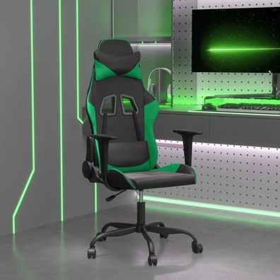 vidaXL Gaming-Stuhl mit Massagefunktion Schwarz und Grün Kunstleder