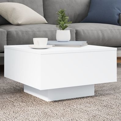 vidaXL Couchtisch mit LED-Leuchten Weiß 55x55x31 cm