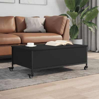 vidaXL Couchtisch mit Rollen Schwarz 91x55x34 cm Holzwerkstoff