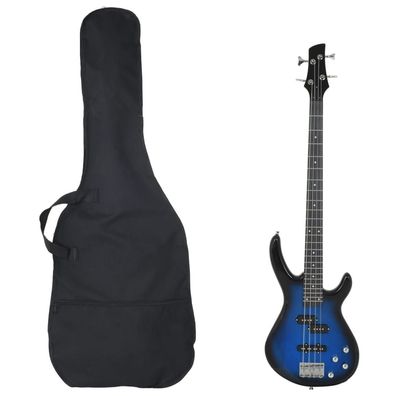 vidaXL E-Bass für Anfänger mit Tasche Blau und Schwarz 4/4 46"