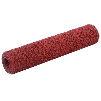 vidaXL Drahtzaun Stahl mit PVC-Beschichtung 25x0,75 m Rot