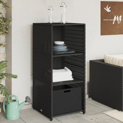 vidaXL Gartenschrank Schwarz 50x55x115 cm Poly Rattan