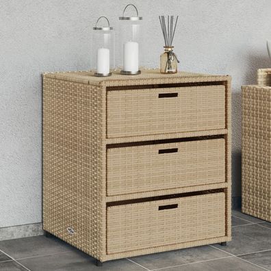 vidaXL Gartenschrank Beige 55x59x69 cm Poly Rattan