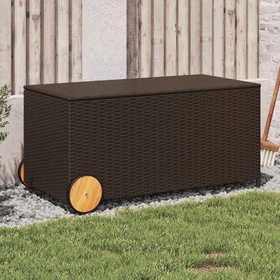 vidaXL Gartentruhe mit Rollen Braun 190L Poly Rattan