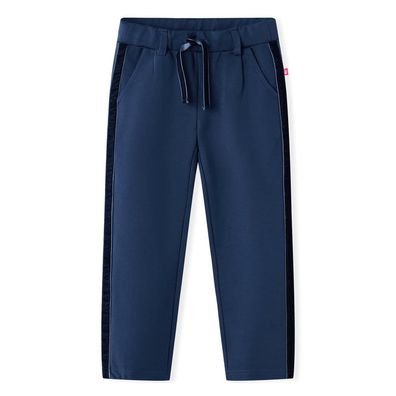 Kinderhose mit Schwarzen Zierleisten Marineblau 140