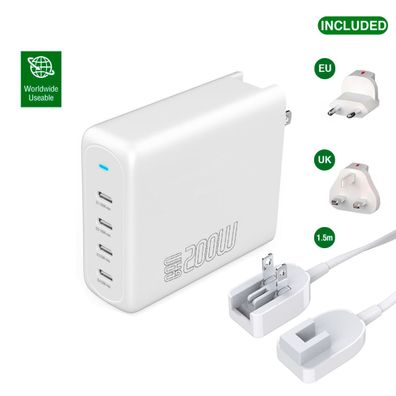 4smarts Ladegerät GaN Flex Pro 200W 4 USB-C, weiß