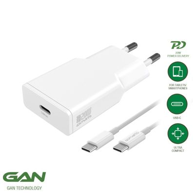 4smarts Ladegerät PDPlug Slim 20W GaN 1C + USB-C Kabel 1,5 m