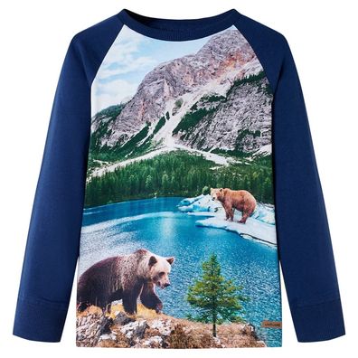 Kinder-Langarmshirt Marineblau 128