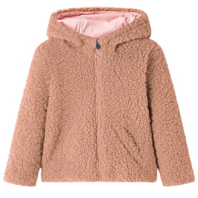 Kinder-Kapuzenjacke Teddy-Kunstpelz Heller Cognac 140