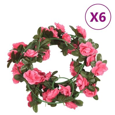 vidaXL Weihnachtskränze Blumen 6 Stk. Rosa 240 cm