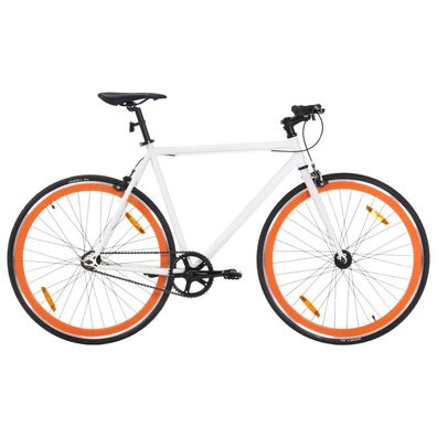 vidaXL Fahrrad mit Festem Gang Weiß und Orange 700c 51 cm