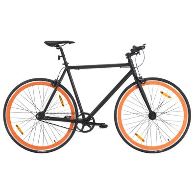 vidaXL Fahrrad mit Festem Gang Schwarz und Orange 700c 55 cm