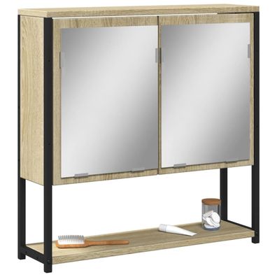 vidaXL Bad-Spiegelschrank Sonoma-Eiche 60x16x60 cm Holzwerkstoff