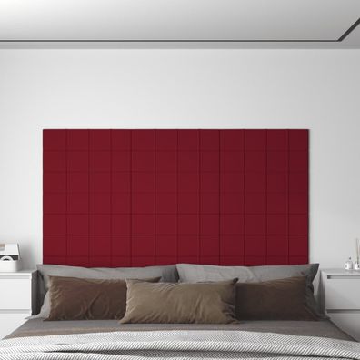 vidaXL Wandpaneele 12 Stk. Weinrot 60x15 cm Samt 1,08 m²