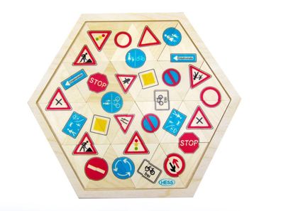 Holzspielzeug Legespiel Verkehrszeichen BxLxH 285x6x250mm NEU Domino Memory Tier