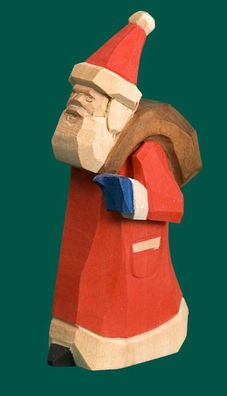 Räuchermann Weihnachtsmann mit Geschenkesack geschnitzt Höhe 10cm NEU Rauchen