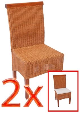 2er-Set Esszimmerstuhl Korbstuhl Stuhl M44, Kubu-Rattan