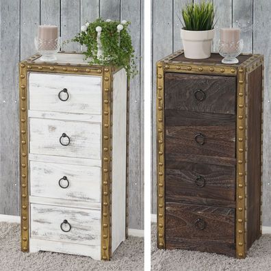 Kommode Duran, Schubladenkommode Schrank, 4 Schubladen 70x33x26cm Shabby-Look Vintage