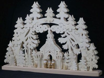 Schwibbogen mit Kurrende Kirche und Beleuchtung BxHxT 50x34x7cm NEU Lichterbogen