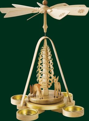 Tischpyramide Rehe mit Teelichter Höhe= 28cm NEU Holzpyramide Tischdekoration Dek