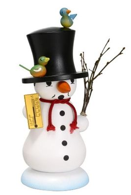 Räucherfigur Schneemann Schmelzi mit Vogel BxHxT 7,5x18x8,5cm NEU Räuchermann Ra