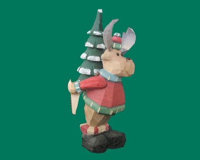 Räucherfigur Elch Christbaumdieb geschnitzt Höhe 15cm NEU Rauchen Rauchfigur