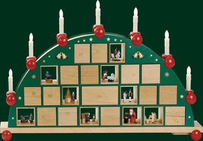 Schwibbogen Adventskalender mit elektrischen Kerzen HxB= 48x76cm NEU Lichterbogen