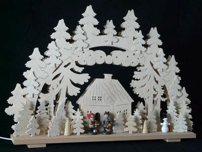 Schwibbogen mit Stiezelkinder Schneemann und Beleuchtung BxHxT 70x43x7cm NEU