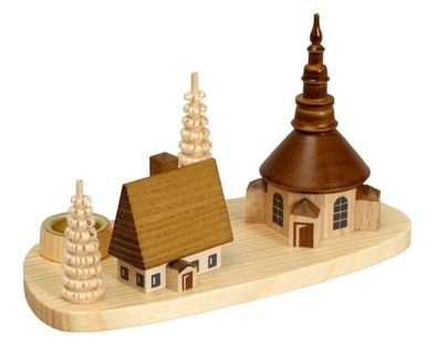 Kerzenhalter Seiffener Kirche natur Höhe 7,5 cm NEU Weihnachten Kerze Christi Geb