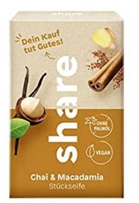 Share Naturseife: Chai & Macadamia, 100g - Luxuriöse Pflege