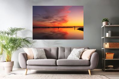Landschaftsfoto "Sonnenuntergang in Schausende" | Premium Acrylglas - hochbrillant