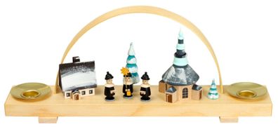 Schwibbogen mit Seiffener Dorf und Kurrende winterlich BxHxT 24,5x10x4,5cm NEU Li