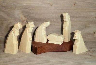 Holzfiguren Krippenfiguren 6-tlg natur Höhe 5cm NEU Figuren Schnitzen Holz