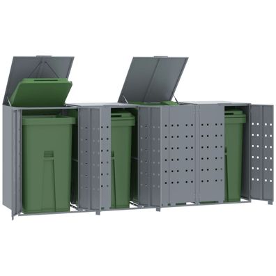 vidaXL Mülltonnenbox für 4 Tonnen Grau 276x79x117 cm Stahl