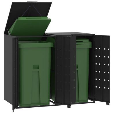 vidaXL Mülltonnenbox für 2 Tonnen Schwarz 138x79x117 cm Stahl