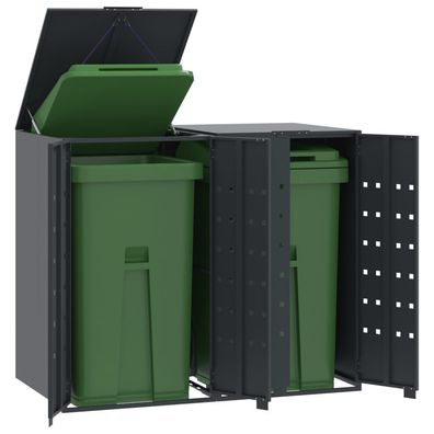 vidaXL Mülltonnenbox für 2 Tonnen Anthrazit 138x79x117 cm Stahl