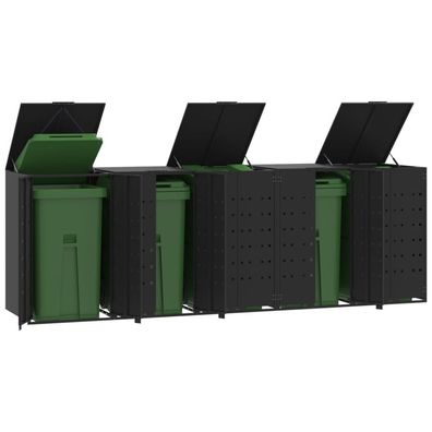 vidaXL Mülltonnenbox für 5 Tonnen Schwarz 345x79x117 cm Stahl