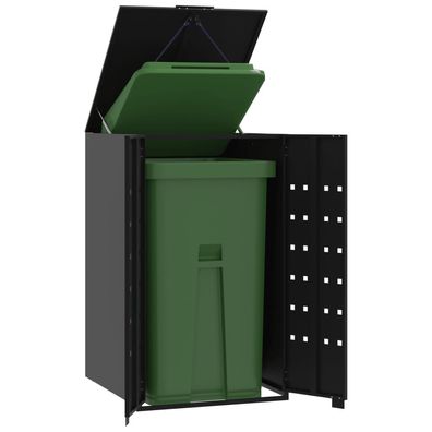 vidaXL Mülltonnenbox für 1 Tonne Schwarz 69x79x117 cm Stahl